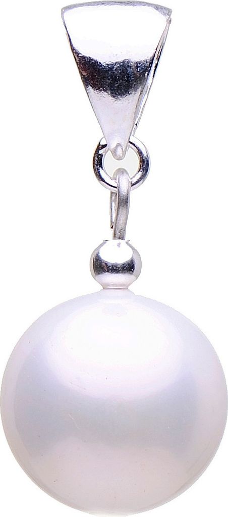 Perlenanhänger Anhänger Perle Muschelkernperle & 925er Silber Ø 14mm creme weiß Damen