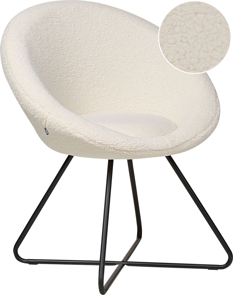 Sessel Runde Form BELIANI Sessel Cremeweiß Bouclé Rund mit | Kaufland.at