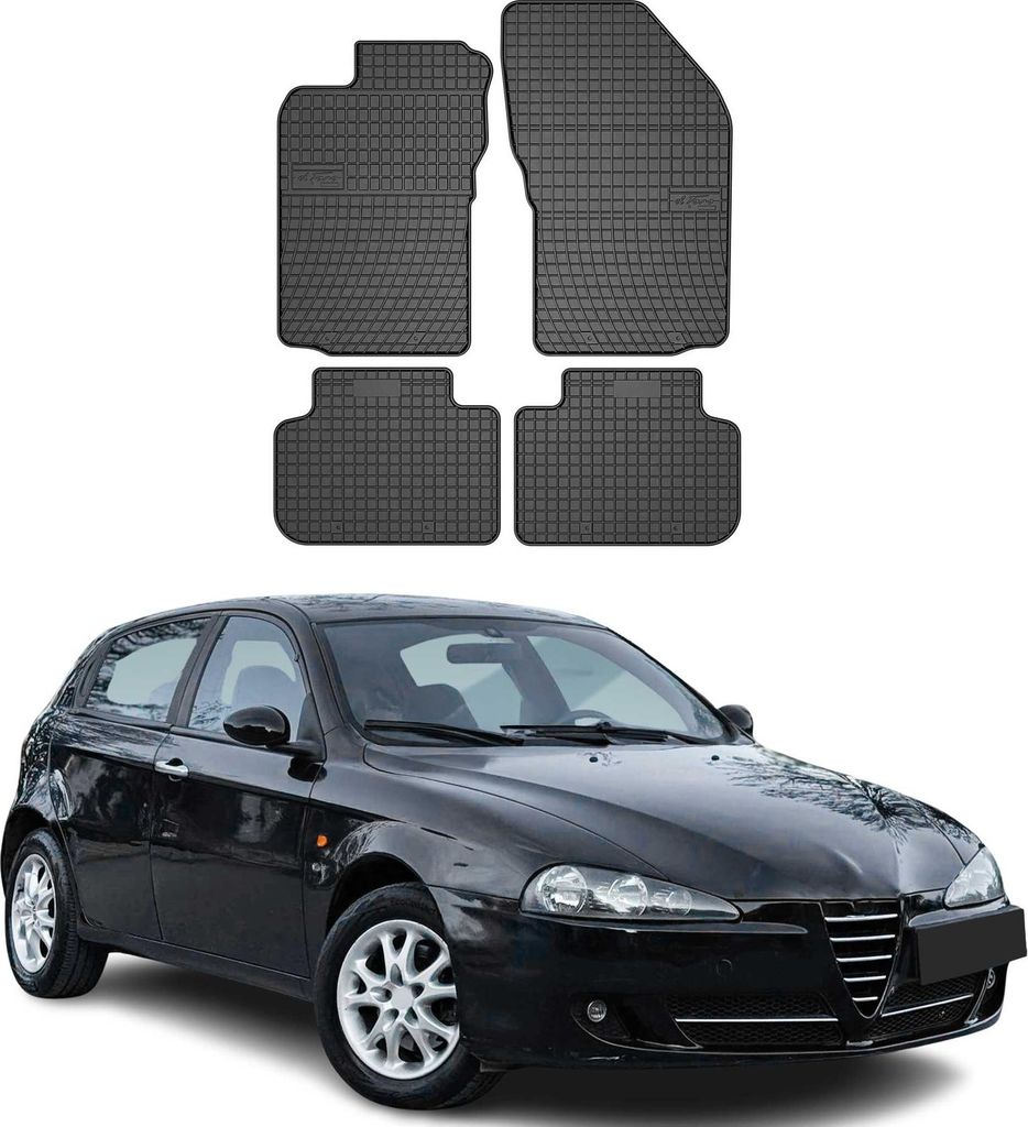 2000-2010 Alfa Romeo 147 156 Fußmatten Gummi Schwarz 4 tlg Produktbild 