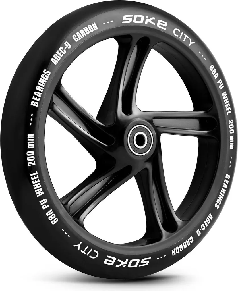 Roues de trottinette 200 mm Noir polyuréthane avec roulements ABEC