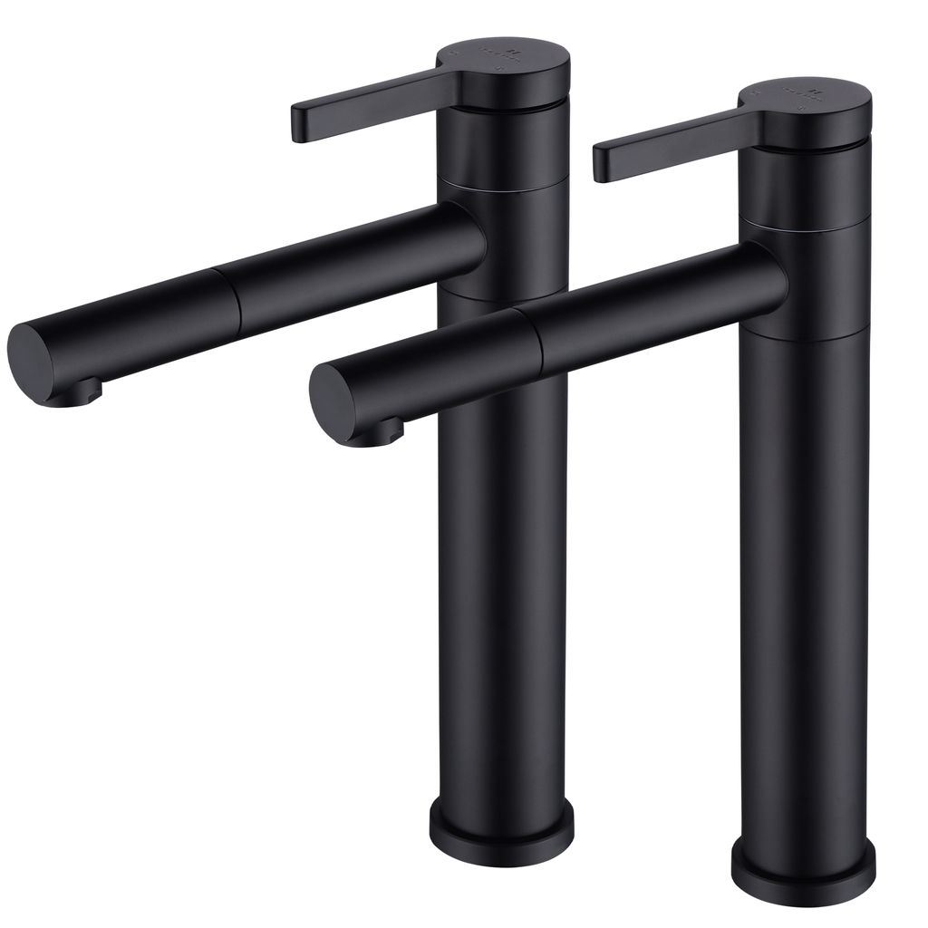 2 Waschtischarmatur Schwarz,Wasserhahn Bad Einhebelmischer,Waschbecken Armaturen Waschtisch,Mischbatterie Badezimmer,Badarmatur mit Schlauc...