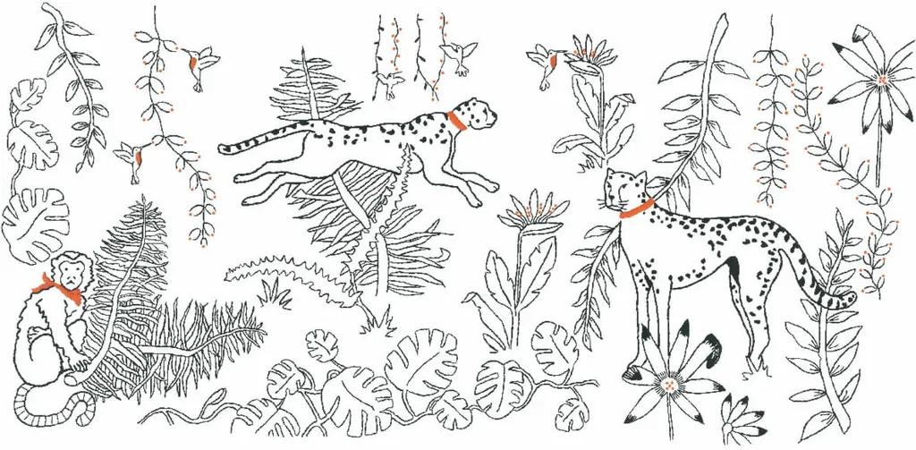 Décoration chambre enfant à broder : Kit Animaux de la jungle