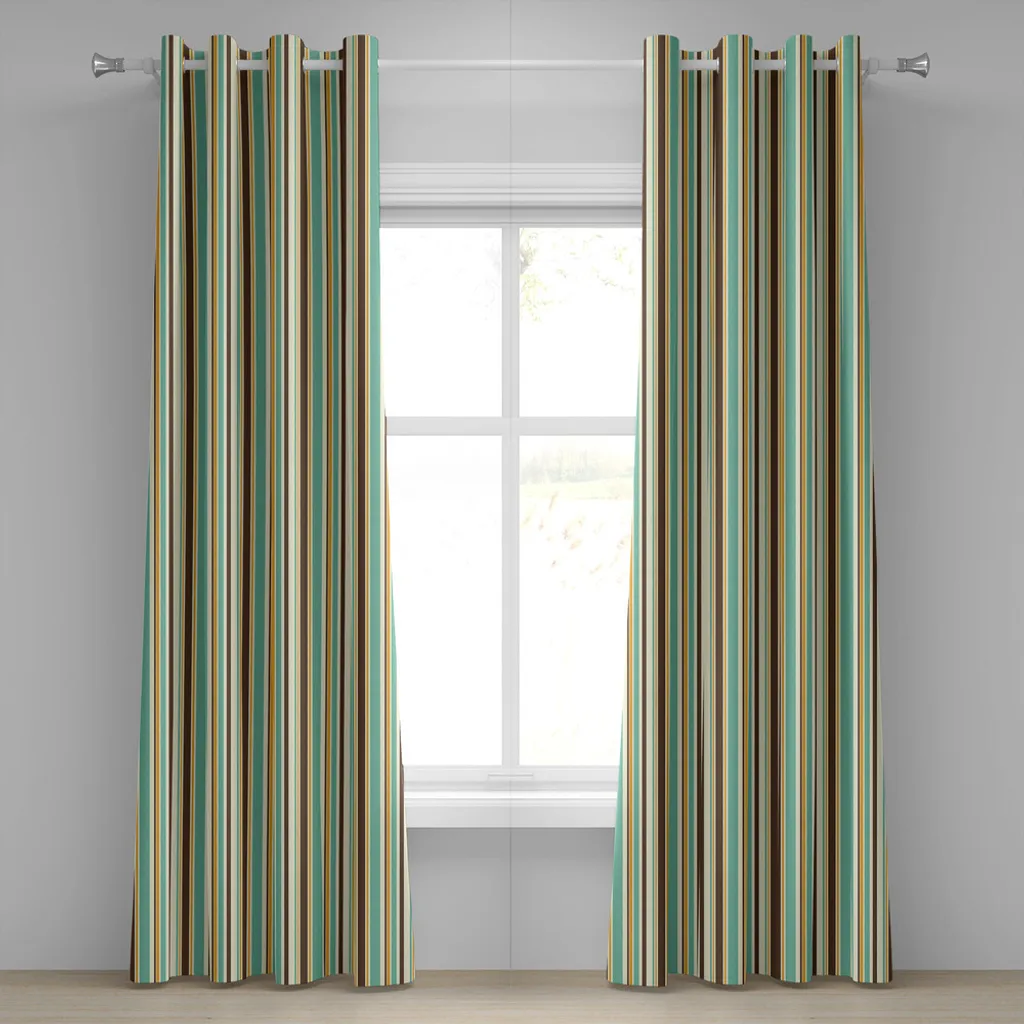 Rideau à œillets imprimé vintage en tissu décoratif marron 280x225