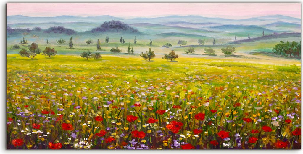 Coloray Spritzschutz aus Glas 140x70 Wandkunst Küchenrückwand Italienische Toskana Landschaft Wiese