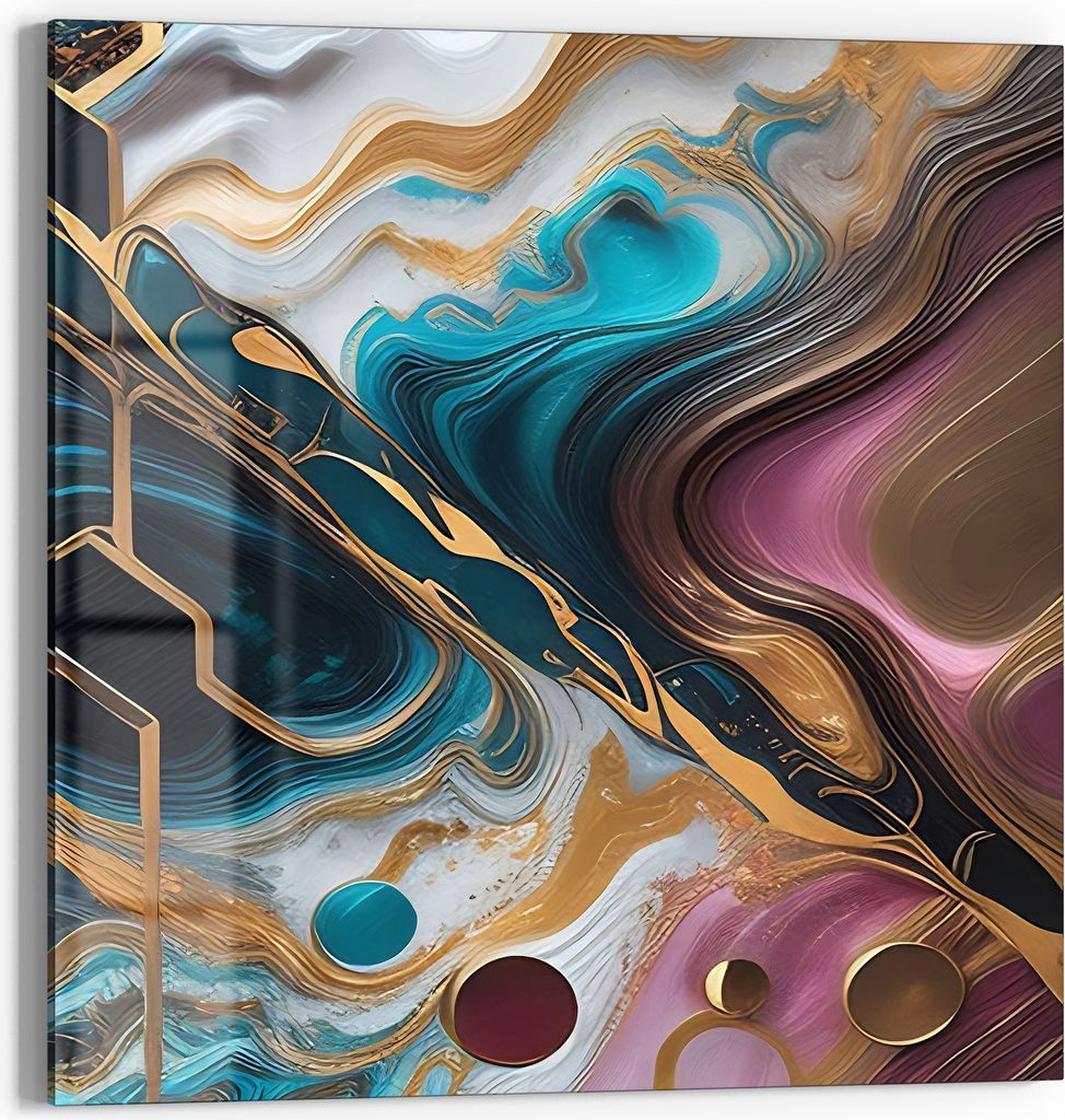 DEQORI Glasbild Acryl 50x50 cm 'Goldene Wogen' Wandbild Bild modern Deko