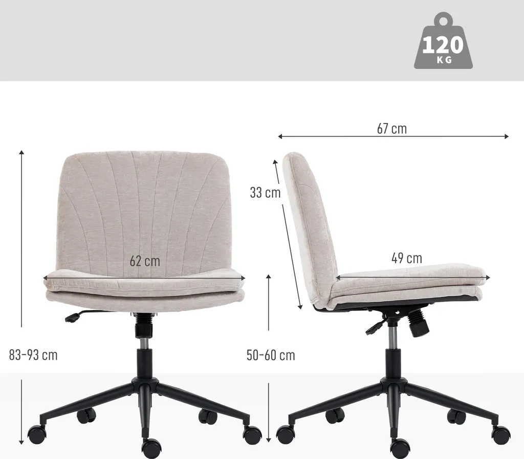 Fauteuil de bureau ergonomique pivotant beige avec assise ajustable - 3