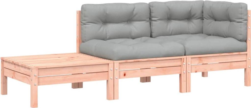 vidaXL Gartensofa mit Kissen und Fußhocker Massivholz Douglasie