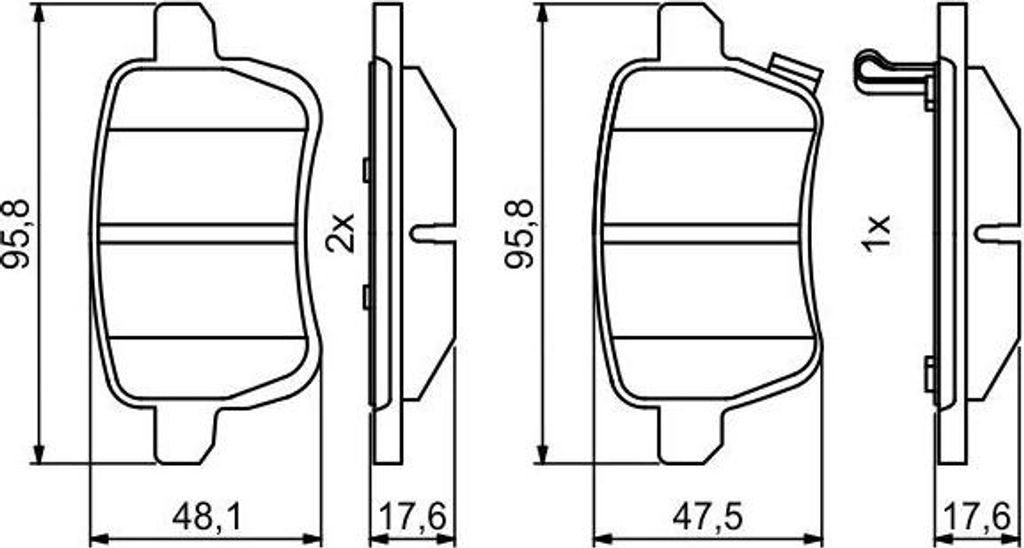 BOSCH 0 986 494 802 Bremsbelagsatz, Scheibenbremse OE 77366595 kompatibel mit 500L, Tipo