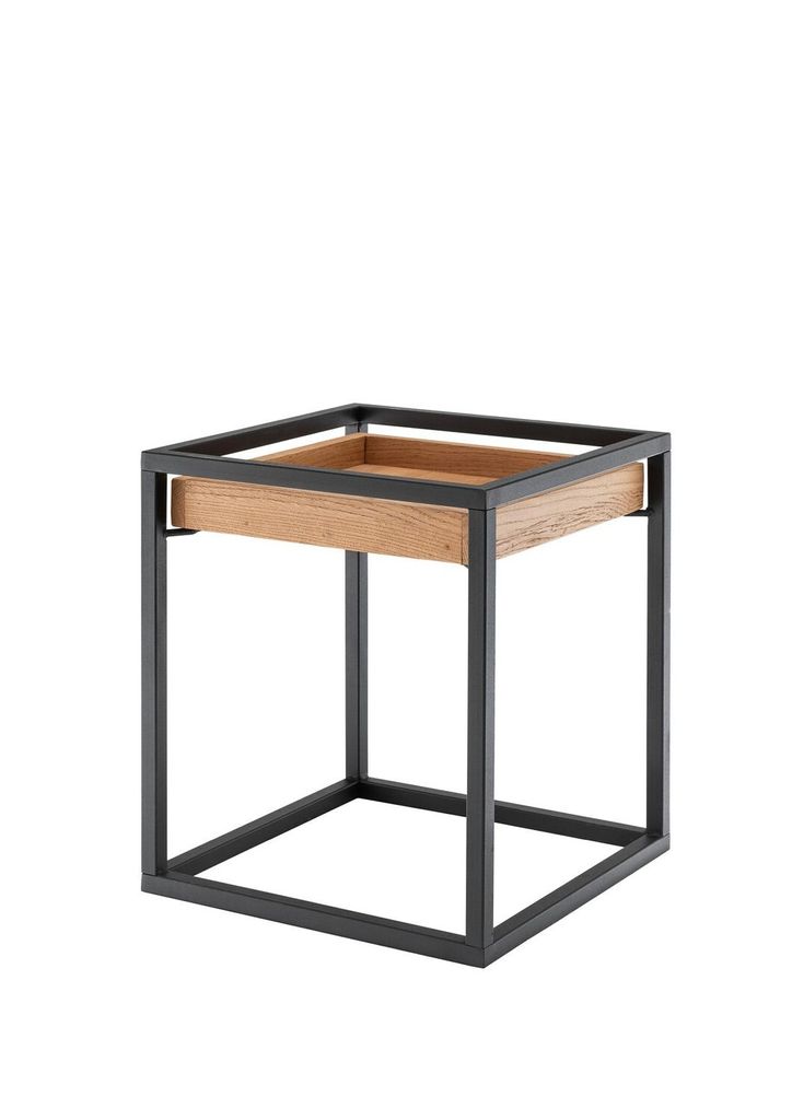 Beistelltisch 40x45 cm Wildeiche Metall Braun Schwarz