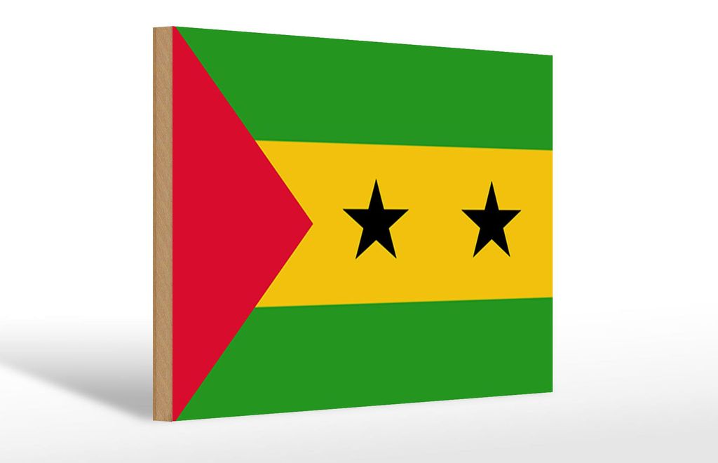 Holzschild Flagge São Tomé und Príncipe 30x20cm São Tomé