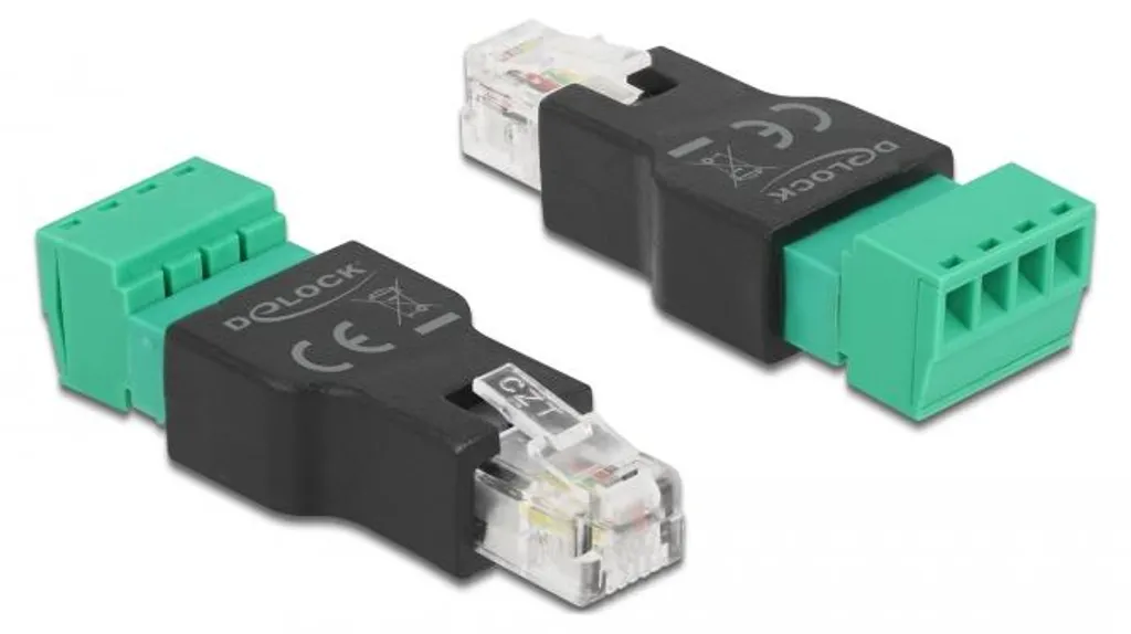 Adaptateur RJ11 RJ14 Delock vers Terminal Block 4 Broches 2 Parties