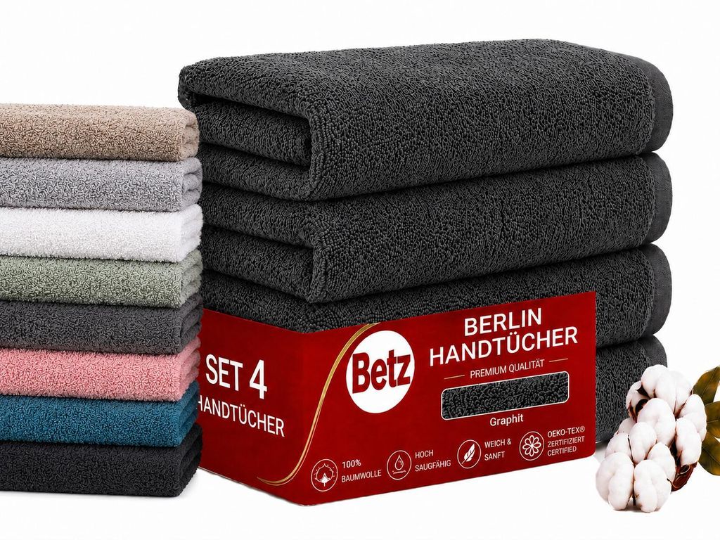 Betz 4 Stück Handtücher 50x100 cm BERLIN 100% Baumwolle  Produktbild 