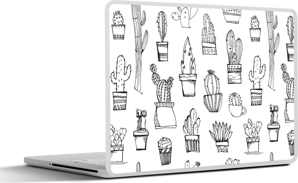 MuchoWow Laptop Aufkleber Sticker Cover Kaktus - Blumentopf - Muster 30x22 cm - Laptop-Sticker