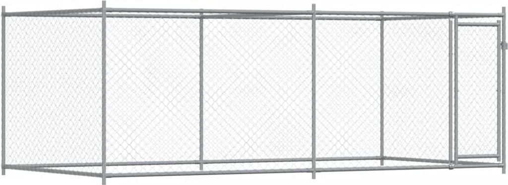 vidaXL Hundezwinger mit Tür Grau 4x2x1,5 m Verzinkter Stahl
