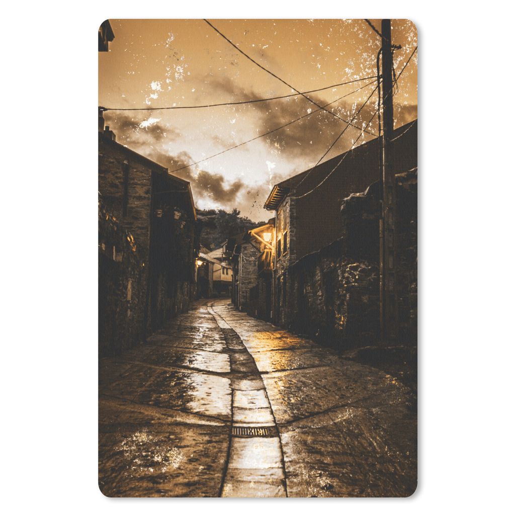 MuchoWow Mauspad Mousepad Gold - Straße - Häuser 40x60 cm - Mousepads - Maus Mat - Pad - Mausunterlage - Schreibtisch Accesoire