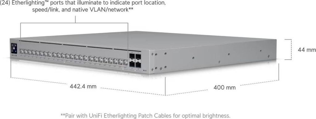 Ubiquiti UniFi Pro HD 24 PoE, Managed, L2/L3, 2.5G Ethernet (100/1000/2500), Power over Ethernet (PoE), Rack-Einbau, 1U