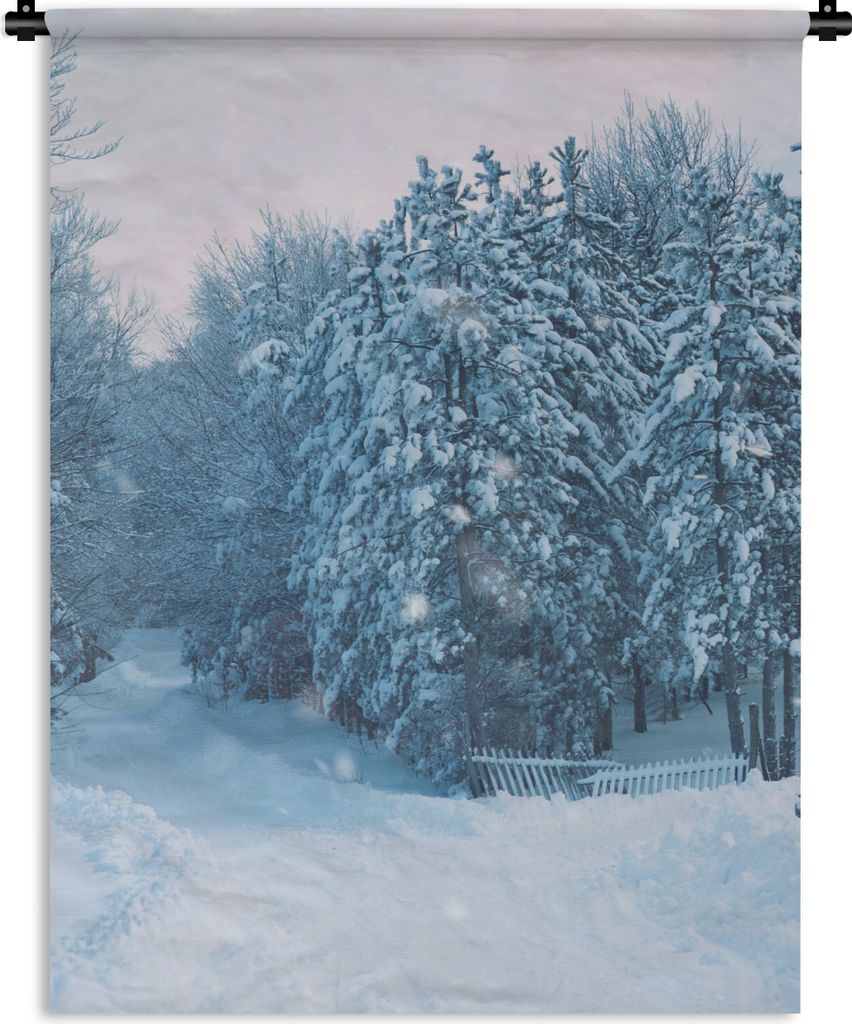 MuchoWow Wandteppich Wandbehang Wald - Schnee - Winter 90x120 cm Tapisserie Dekoration Wandtuch - Wanddeko
