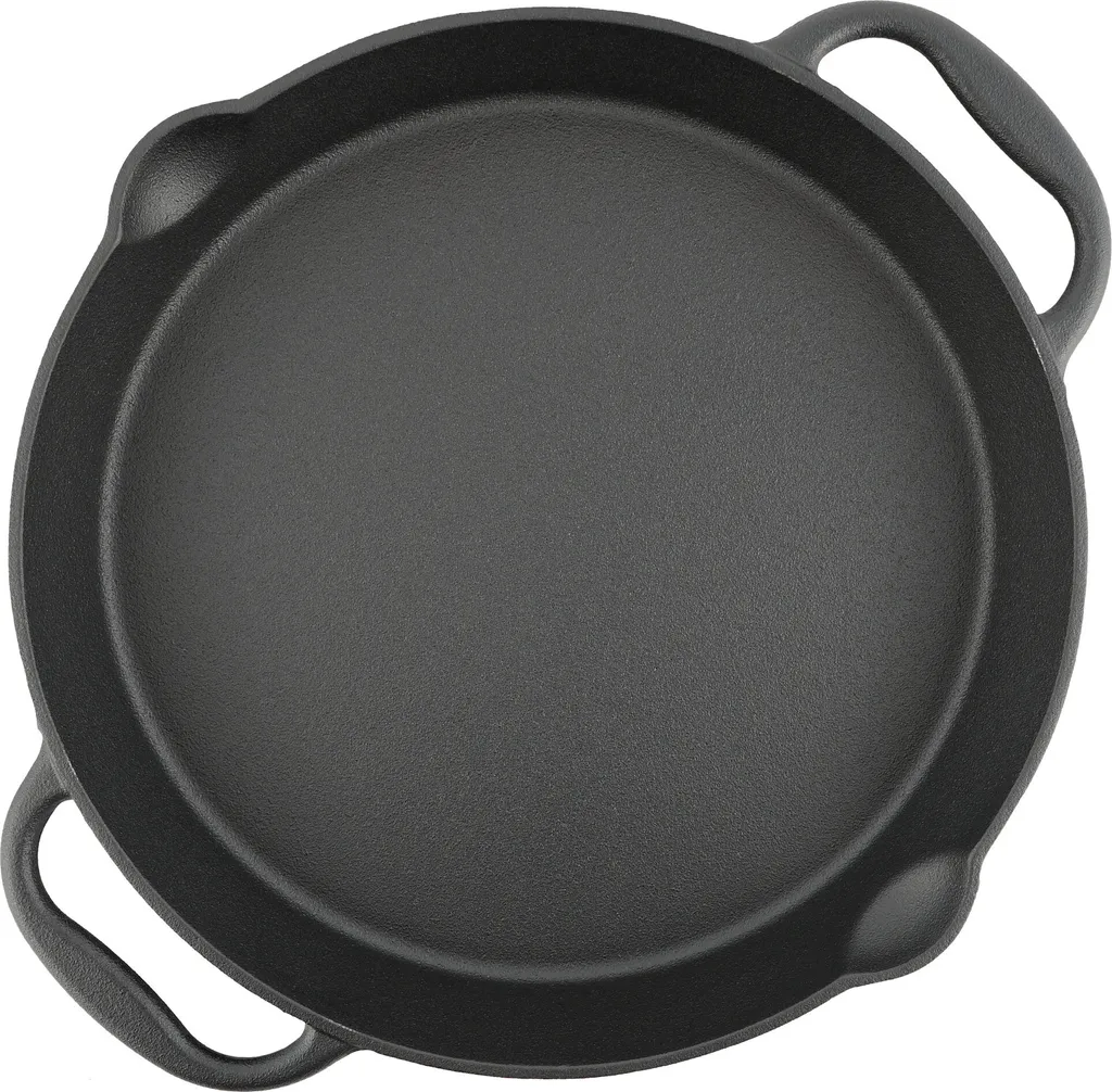 Plat à servir et poêle en fonte ronde 35cm pour barbecue et cuisine intérieure
