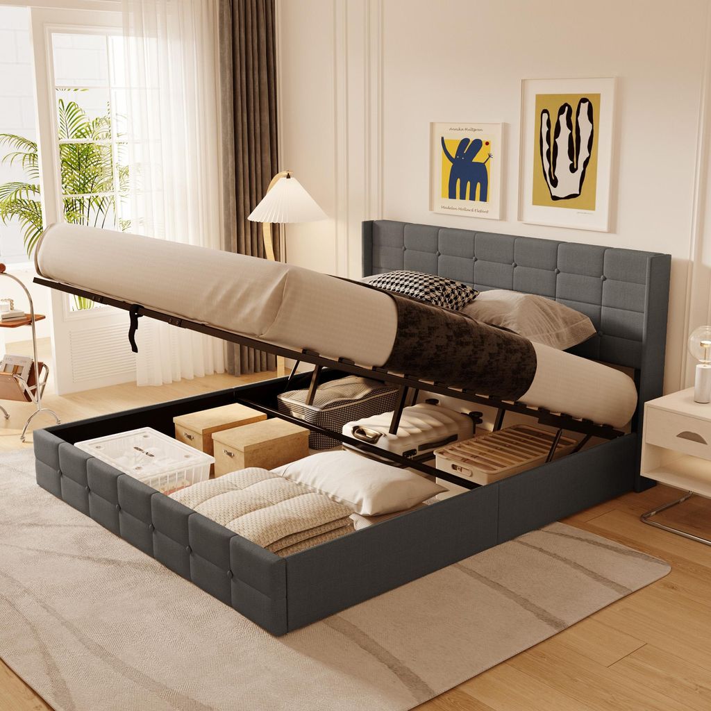 Letto imbottito BEALIFE 180x200 cm con rete a doghe e letto Immagine del prodotto 