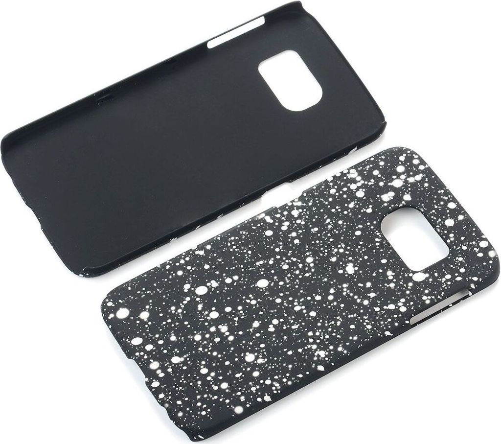 Handy Hülle Schutz Case Bumper Schale für Samsung Galaxy S6 Edge 3D Sterne Weiß