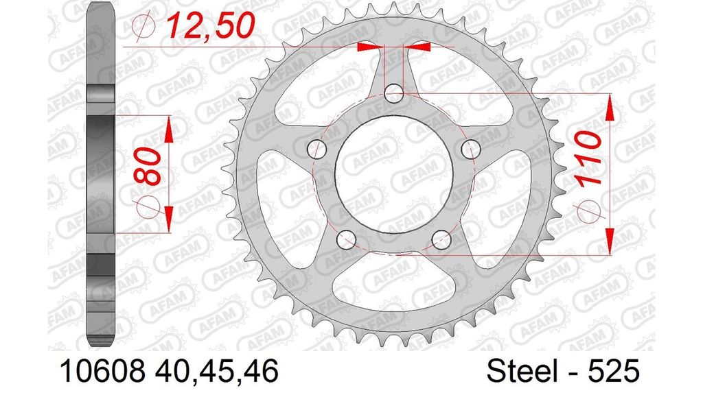 AFAM Standard Stahlritzel hinten 10608 - 525