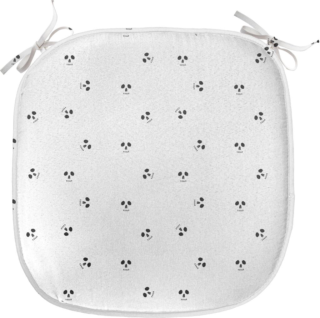 ABAKUHAUS Schädel Polster für Esszimmerstühle, Schädel-Grafik, Dekoratives wasserfestes Kissen mit Riemen für Küchensitze, 40 cm x 40 cm, Cha...