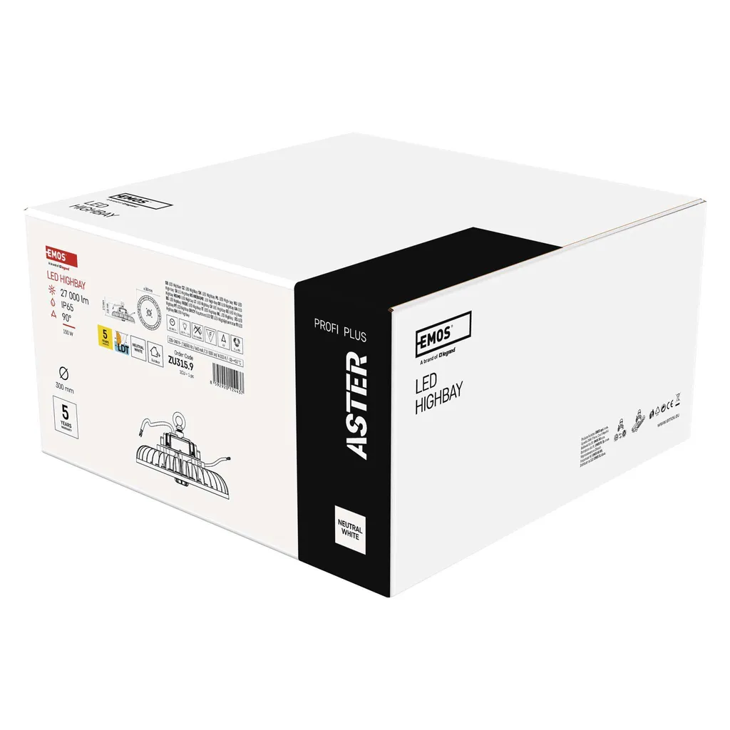 Suspension LED industrielle HIGHBAY ASTER 150W EMOS pour dépôt