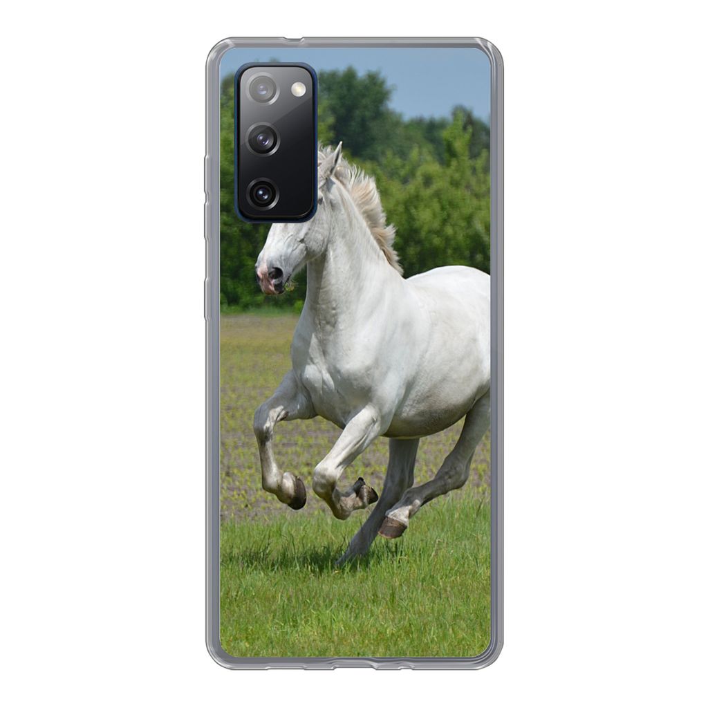 MuchoWow Handyhülle Schutzhülle Hülle für Samsung Galaxy S20 FE Pferde - Natur - Weiß Silikon Softcase Handy Hülle - Abdeckung