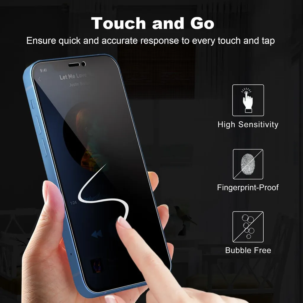 AVANA Pellicola In Vetro Temperato Per IPhone 12 Mini (2 Pezzi) – Anti-Spy, Privacy, Durezza 9H, Anti-Graffio, Con Bordi 3D E Kit Di Installazione Completo