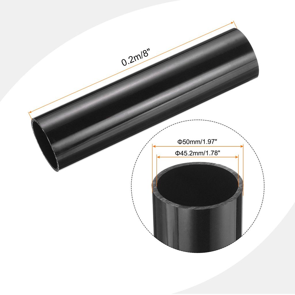 PVC Rohr, Durchmesser 45.2mm L?nge 0.2m Rund Kunststoffrohr fš¹r Garten, Aquarium, Wasserleitung, Kabelkanal, lš¹ftungsrohr (Schwarz)
