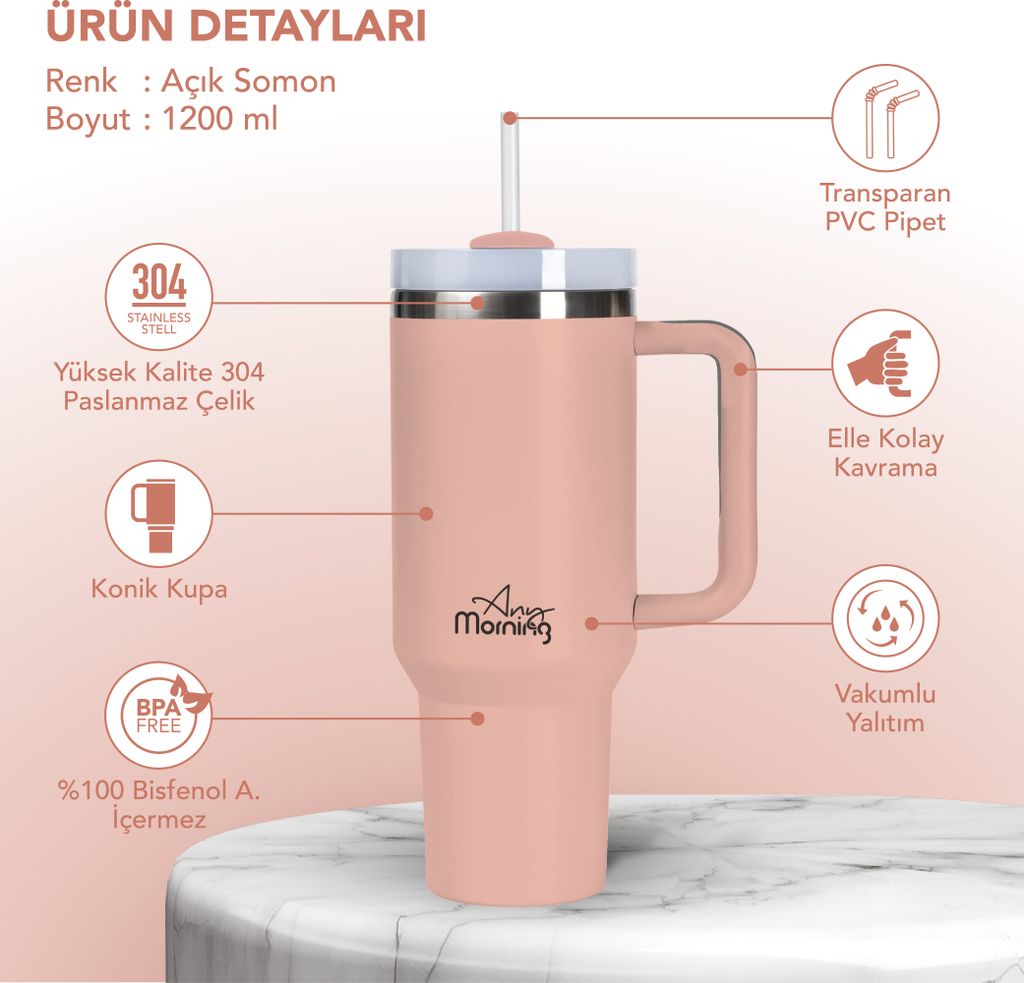 Any Morning SI2440217 Tazza thermos da 1200 ml, in acciaio Immagine del prodotto 