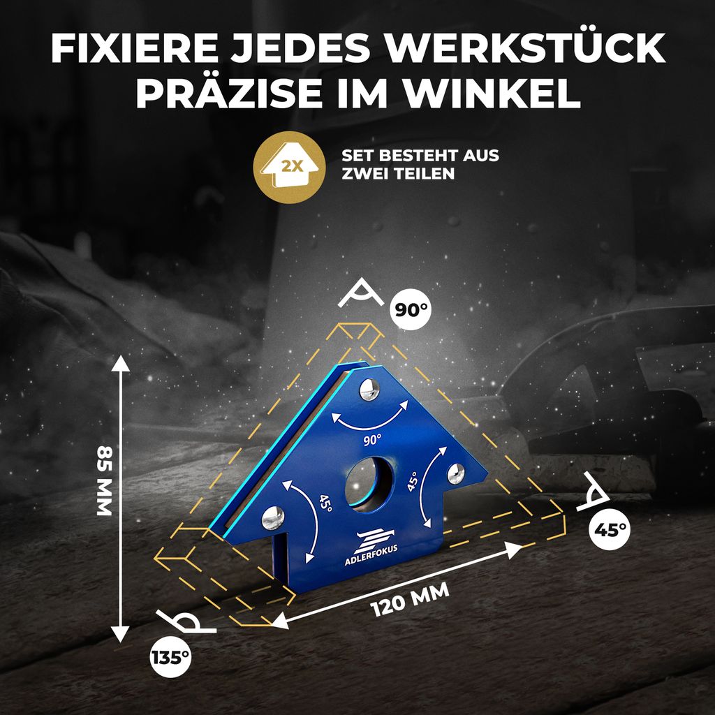 Proteco Schweißmagnete Set 6 Stück – Magnetwinkel Für 30° Bis 135°, Bis 34 Kg Haftkraft