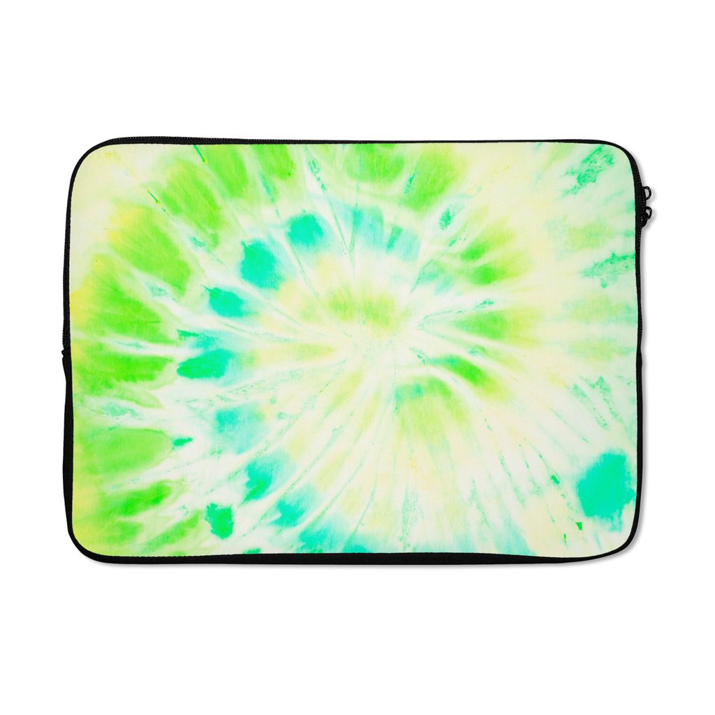 MuchoWow Laptop Hülle 14 ZollKrawattenfärbung - Kunst - Gelb - Grün Laptoptasche - Laptoptasche - Stoßsicher - Schutzhaube