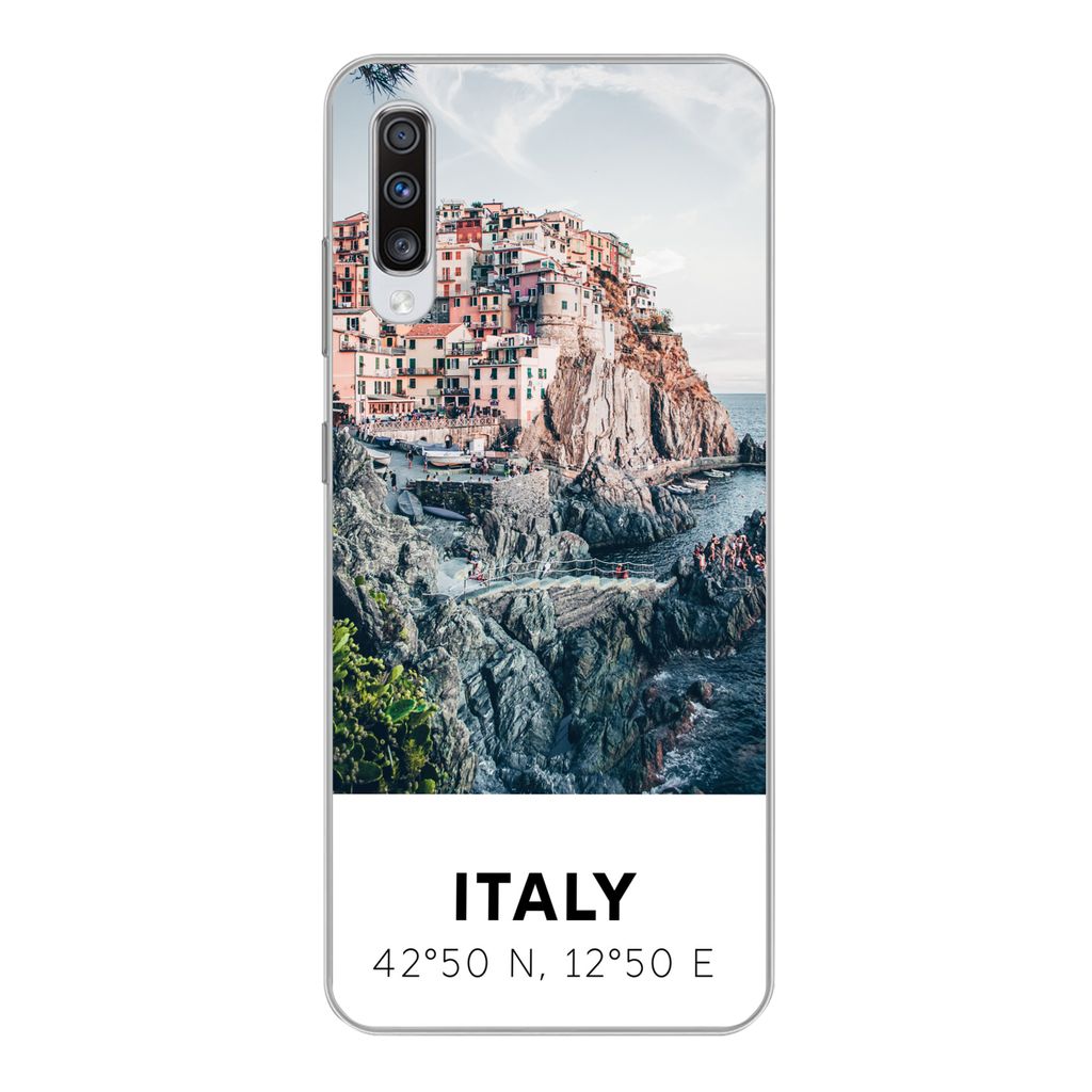 MuchoWow Handyhülle Schutzhülle Hülle für Samsung Galaxy A70 Cinque Terre - Italien - Amalfi - Meer Silikon Softcase Handy Hülle - Schutzhaube