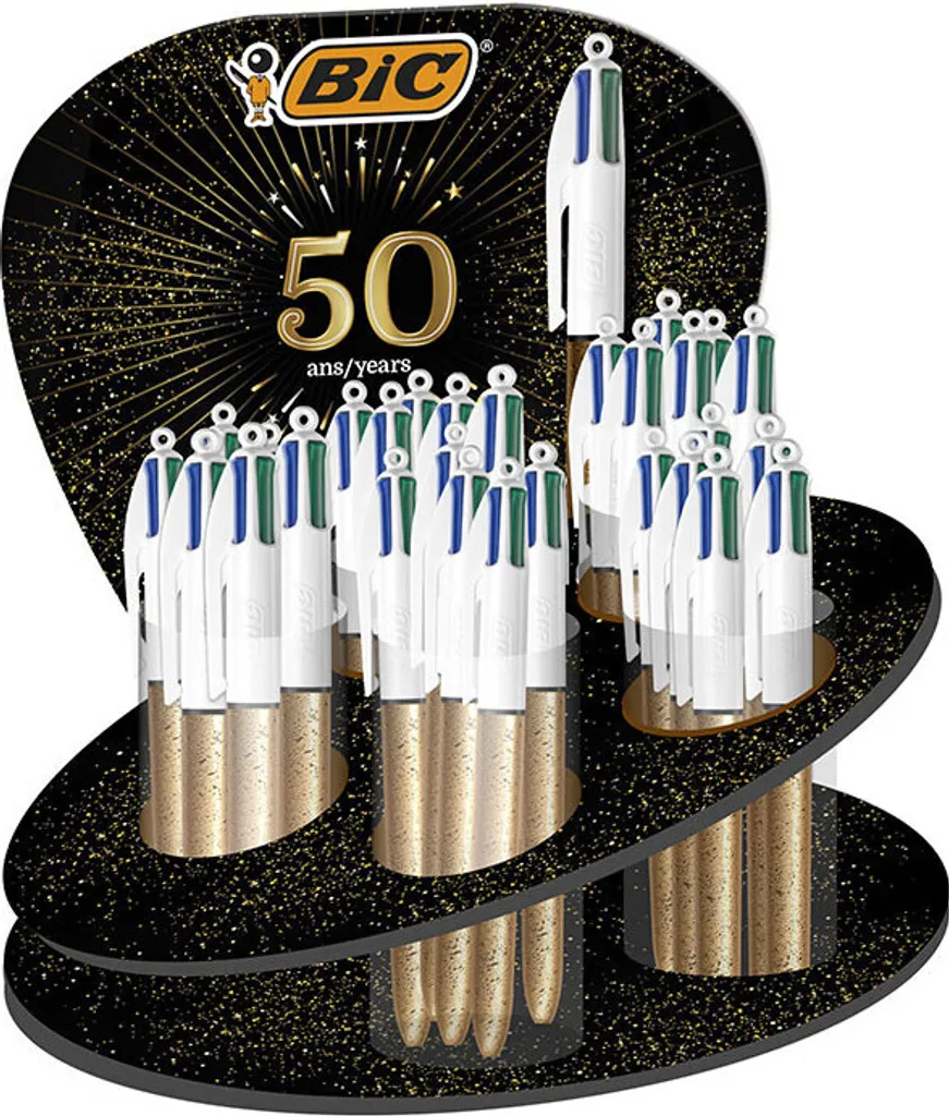 Stylo BIC 4 Couleurs à Pointe Moyenne Boîte de 12 Stylos Billes Multicolores