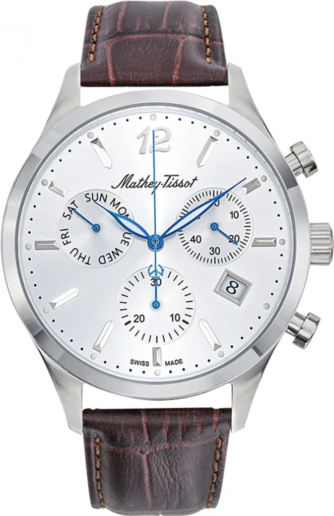 Montre Mathey-Tissot H411CHALS Bracelet Cuir et Cadran Argenté Homme