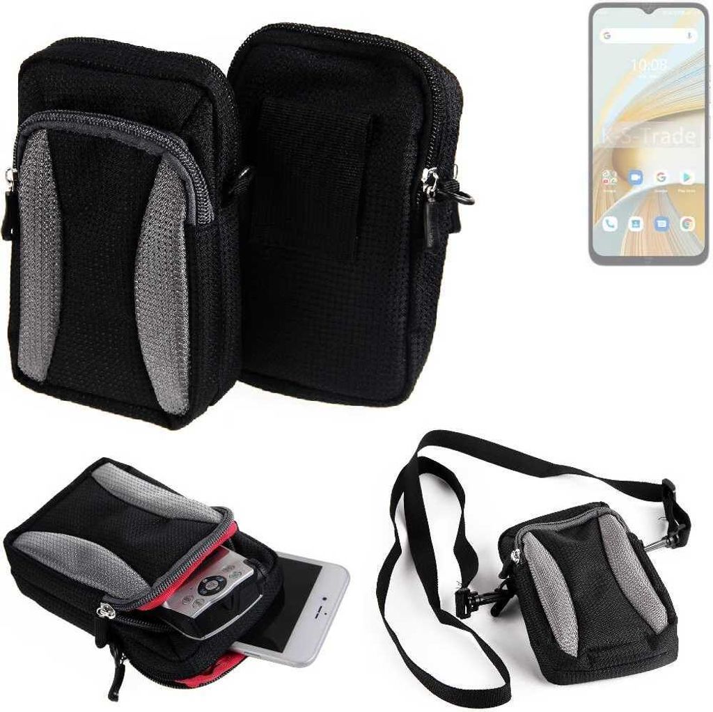 K-S-Trade Holster Schutz Hülle kompatibel mit UMIDIGI G3 Plus Handy Hülle Gürteltasche Umhängetasche mit Zusatzfach schwarz
