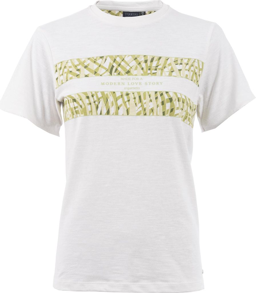 Kurzarm T-Shirt im Casual Look mit Blockstreifen und Rubberprint-Schriftzug auf der Brust, Cut-Out