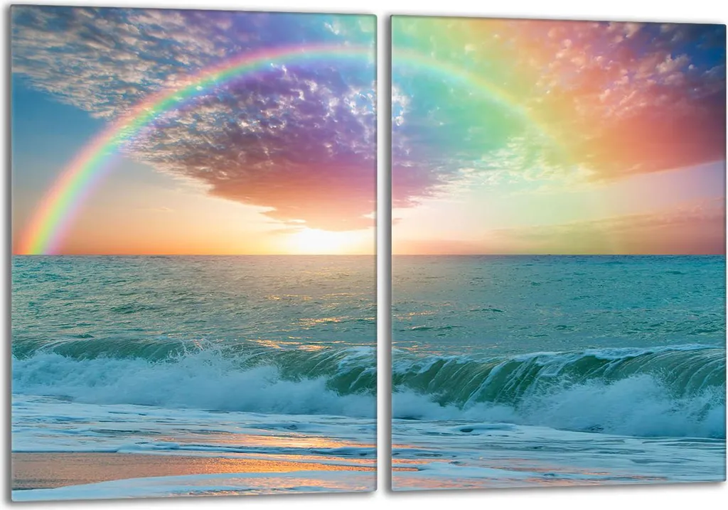 Set 2 Piastre Copertura Fornelli 40x52 cm Vetro Temperato Rainbow Sea