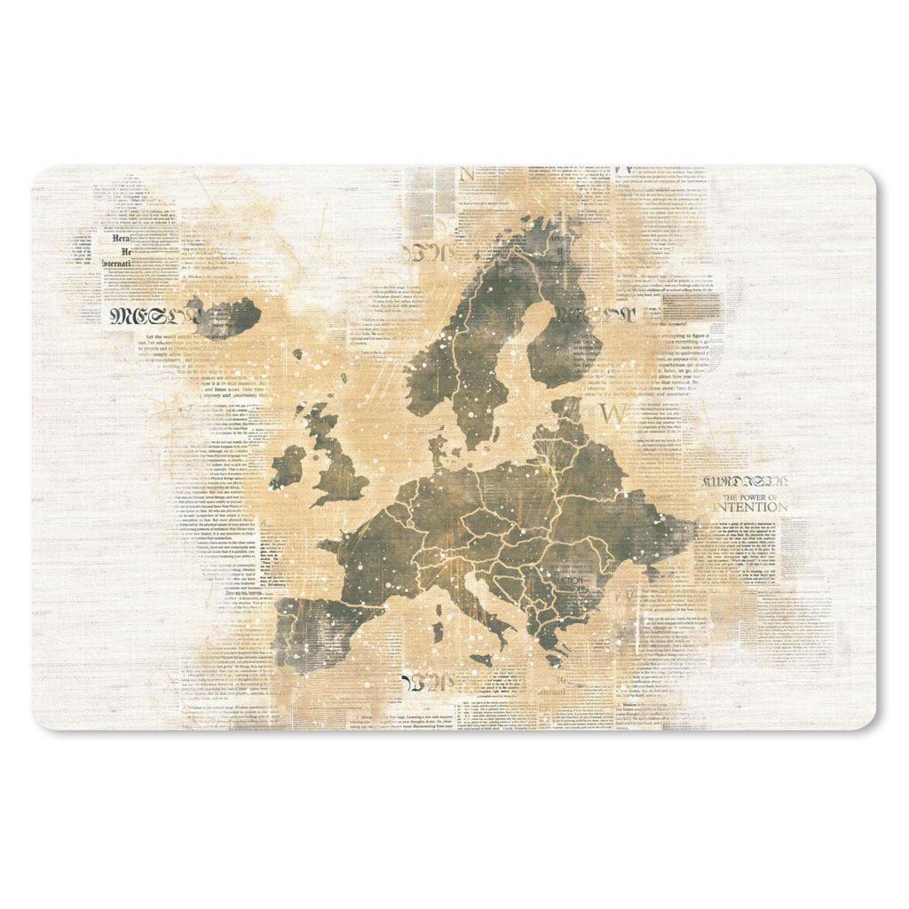 MuchoWow Mauspad Mousepad Karte Europa - Zeitungen - Braun 27x18 cm - Mousepads - Maus Mat - Pad - Mausunterlage - Büroartikel - Desk Matten
