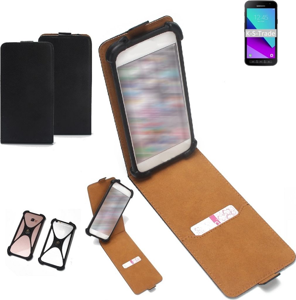 K-S-Trade Handyhülle Schutzhülle kompatibel mit Samsung Galaxy Xcover 4 Case Cover Flip Style Bumper schwarz 1x