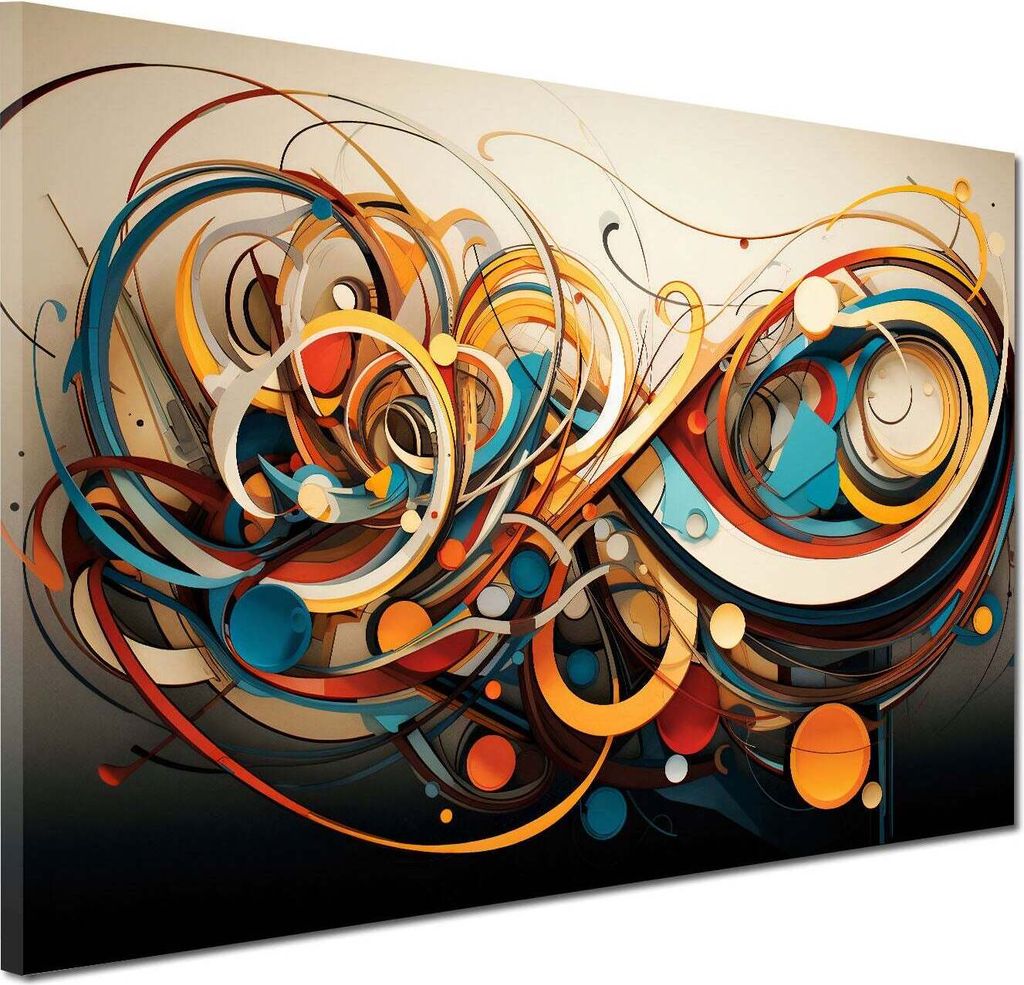 Wandbild Leinwandbild Kunstdruck XXL Wanddeko abstrakte Linien Dark: 120x80x2cm