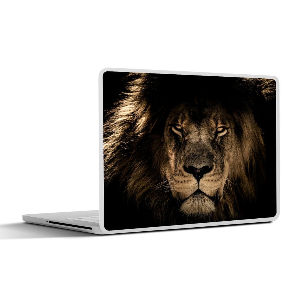 MuchoWow Laptop Aufkleber Sticker Cover Löwe - Tiere - Schwarz - Porträt 25x18 cm - Laptop-Deko