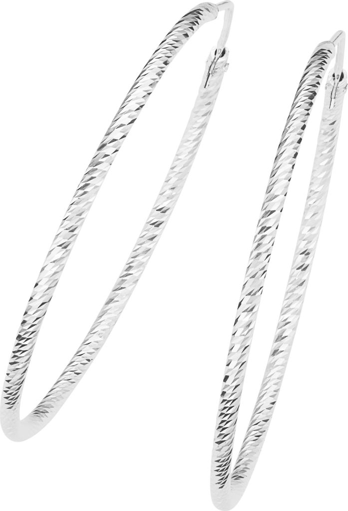 Creolen Smart Jewel gerieft und diamantiert, Silber 925 Silber Onesize