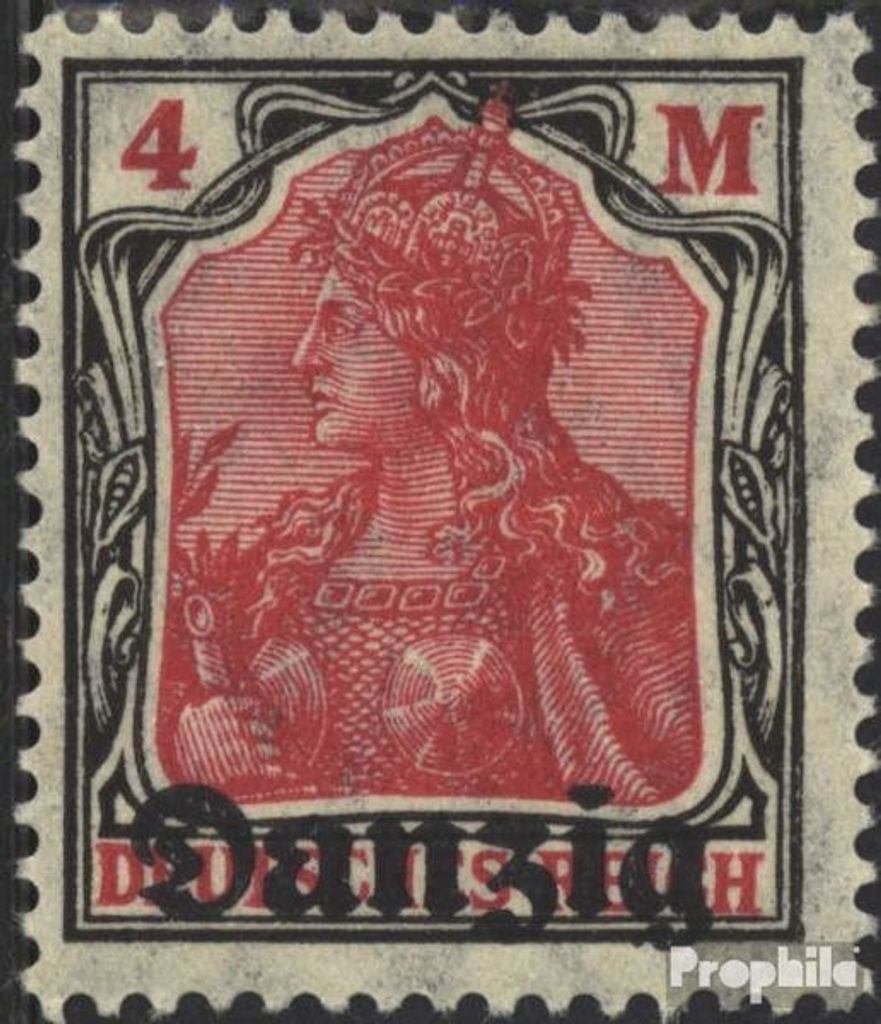 Briefmarken Danzig 1920 Mi 14 postfrisch Germania-Aufdruck