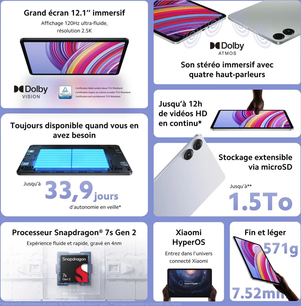 Tablette numérique Redmi Pad Pro 12,1 pouces avec large écran Xiaomi - 8