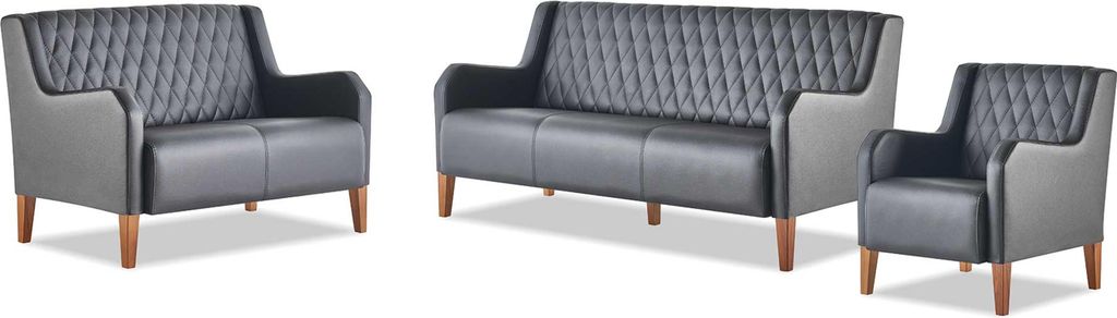 Komplett-Set 3-Sitzer 2-Sitzer Sessel Schwarz Sofa-Set Modern Sofas