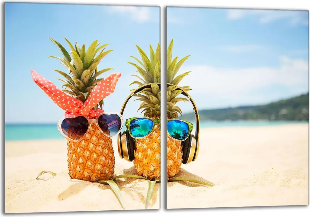 Set di piastre di copertura per piano cottura 2x40x52 cm in vetroceramica, ananas beach