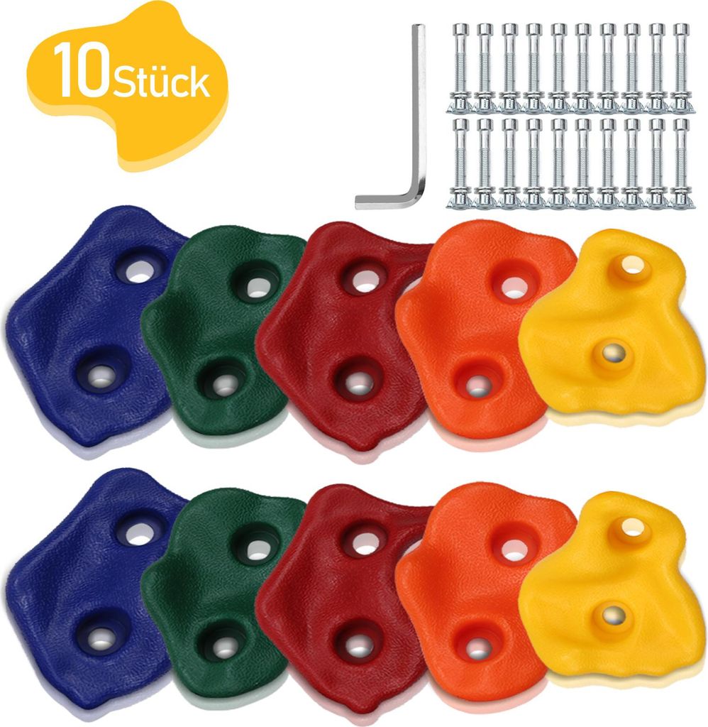 Faziango 10 Stk. Klettergriffe Kinder - BPA-frei Klettersteine bis 200kg inkl. Befestigungsmaterial