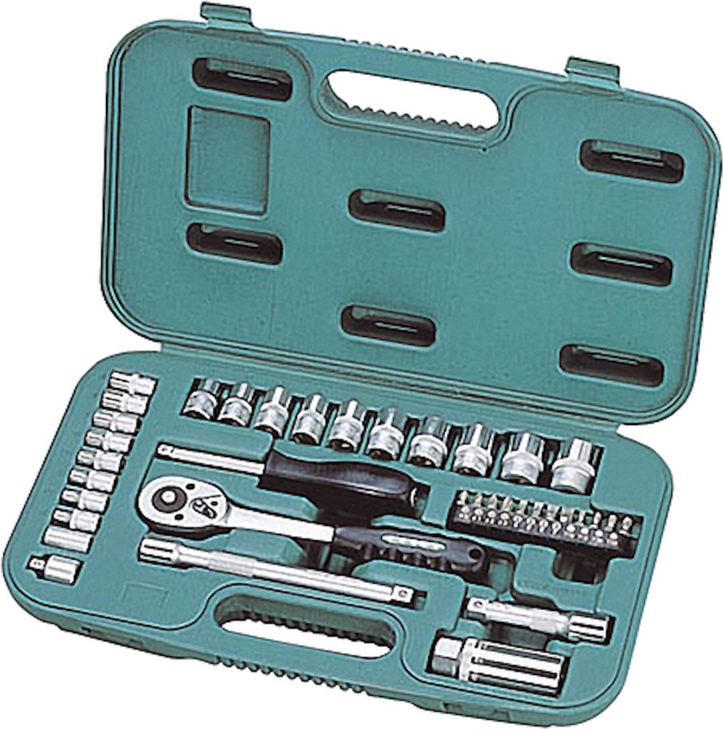 Werkzeug- und Steckschlüsselsatz METAL | 37 Teile | 1/4" + 3/8" (9-19mm) | Werkzeug, Werkzeugkoffer, Werkzeugkasten, Werkzeugsatz